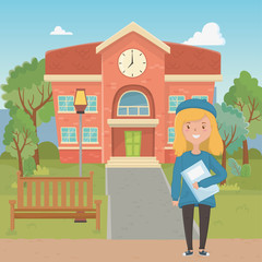 Girl cartoon of school design