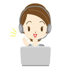 オペレーターの女性　コールセンター　オンライン授業