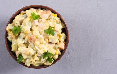 Traditional Mayonnaise Russian salad olivier
