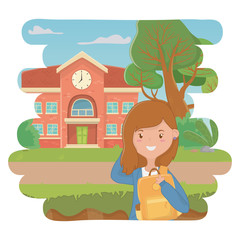 Obraz na płótnie Canvas Girl cartoon of school design