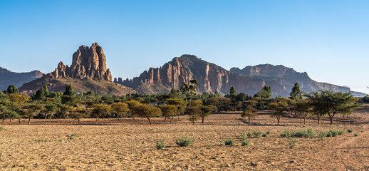 Fototapeta na wymiar Landscape in Gheralta near Abraha Asbaha in Northern Ethiopia, Africa