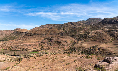 Landscape in Gheralta near Abraha Asbaha in Northern Ethiopia, Africa