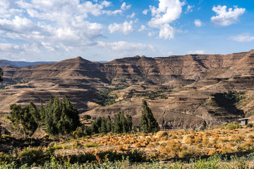 Landscape between Gheralta and Lalibela in Tigray, Ethiopia, Africa