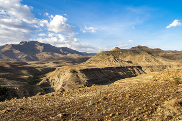 Landscape between Gheralta and Lalibela in Tigray, Ethiopia, Africa
