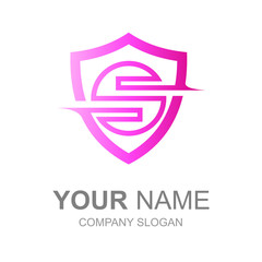 logo shield with the letter S and display simple, logo ready to use