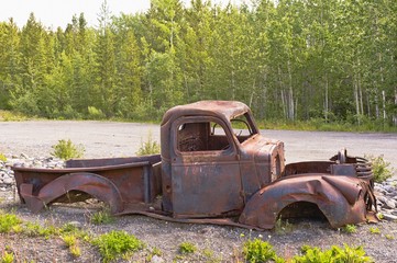 Rusty abandoned truck in the Yukon