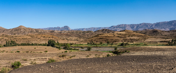 landscape in the highlands of Lalibela, Ethiopia