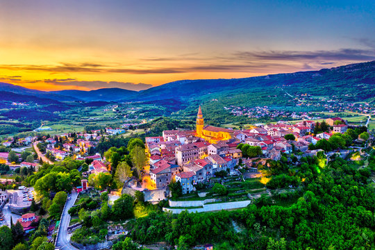 Aerial view of Buzet town in Istria, Croatia