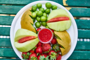 Delicious fresh fruits in a hotel