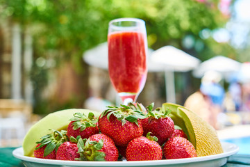 Delicious fresh fruits in a hotel
