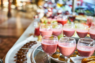 Catering services with snacks in restaurant