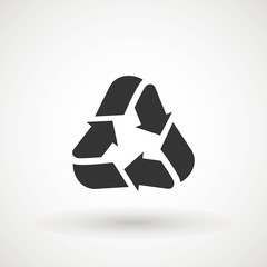 recycle arrows symbol icon. Recyclable Badge. Recycling sign. Black flat design. Vector Illustration.