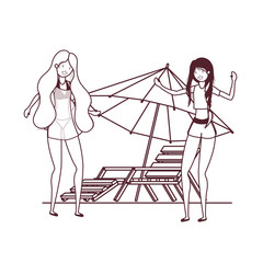 silhouette of women with swimsuit on white background