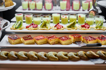 Catering services with snacks in restaurant