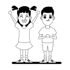 children avatar cartoon character portrait in black and white