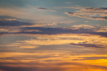 Orange sunset sky Dramatic golden at the sunrise