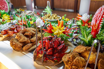Catering buffet food in luxury restaurant