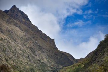 View up to Dead Woman's pass along the Inca Trail, Peru