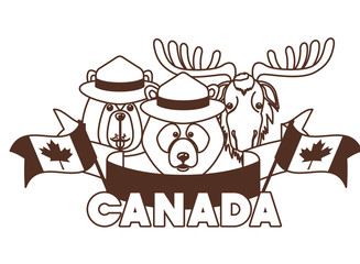 Moose beaver and bear animal of canada design