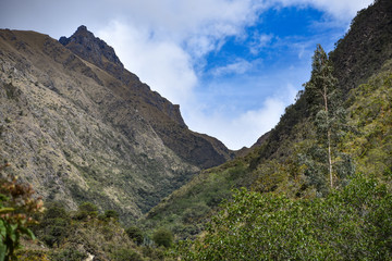 View up to Dead Woman's pass along the Inca Trail, Peru