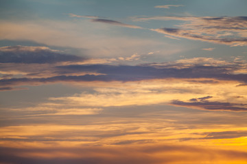 Orange sunset sky Dramatic golden at the sunrise