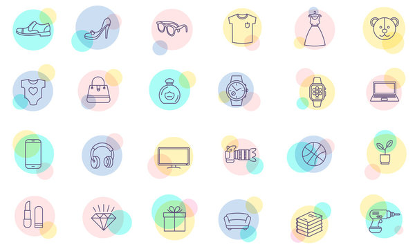 Thin line vector shopping icons