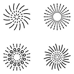 Fireworks Vector Line Icon Set