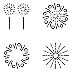 Fireworks Vector Line Icon Set