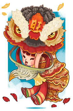 Lion dance illustrations
