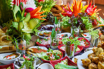 Catering buffet food in luxury restaurant