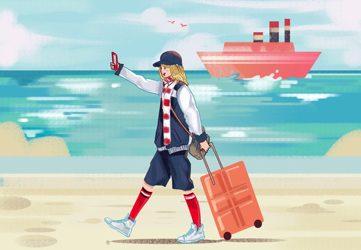 The seaside travel illustrations