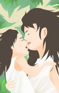 Mother and child illustrator