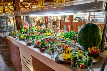 Catering buffet food in luxury restaurant