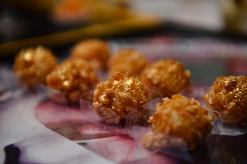 party candy on a plate, party candy, condensed milk candy balls, candy balls