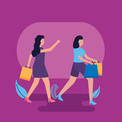 people shopping bags