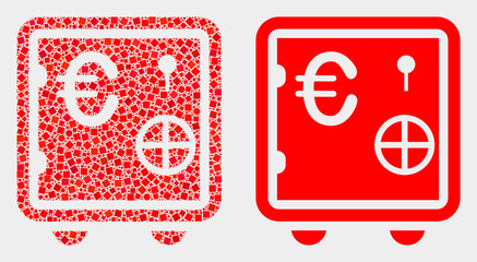 Dotted and flat euro banking safe icons. Vector mosaic of euro banking safe designed with randomized square elements and circle elements.