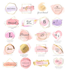 Logo watercolor background banner.for wedding,luxury  logo,banner,badge,printing,product,package.vector illustration - obrazy, fototapety, plakaty