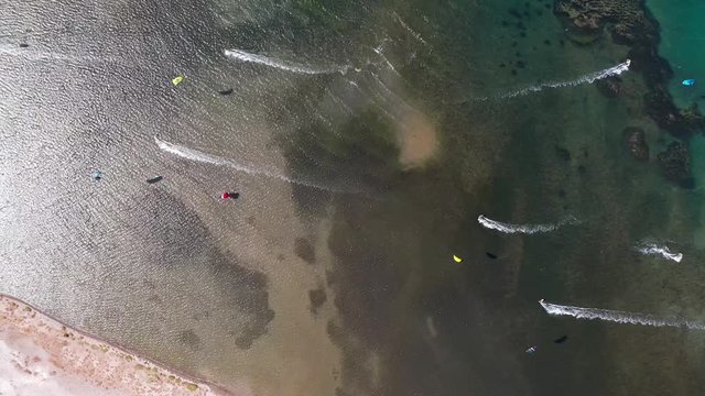 Aerial view of amazing kiteboarding spot.