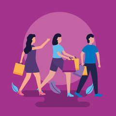 Obraz premium people shopping bags