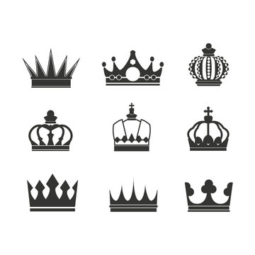 crown icon set isolated on white background