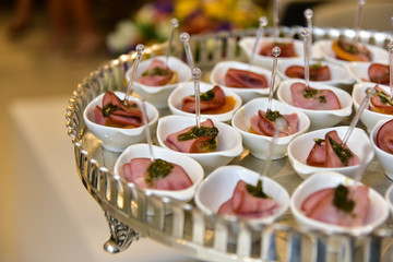 fingerfood parma ham with basil pesto