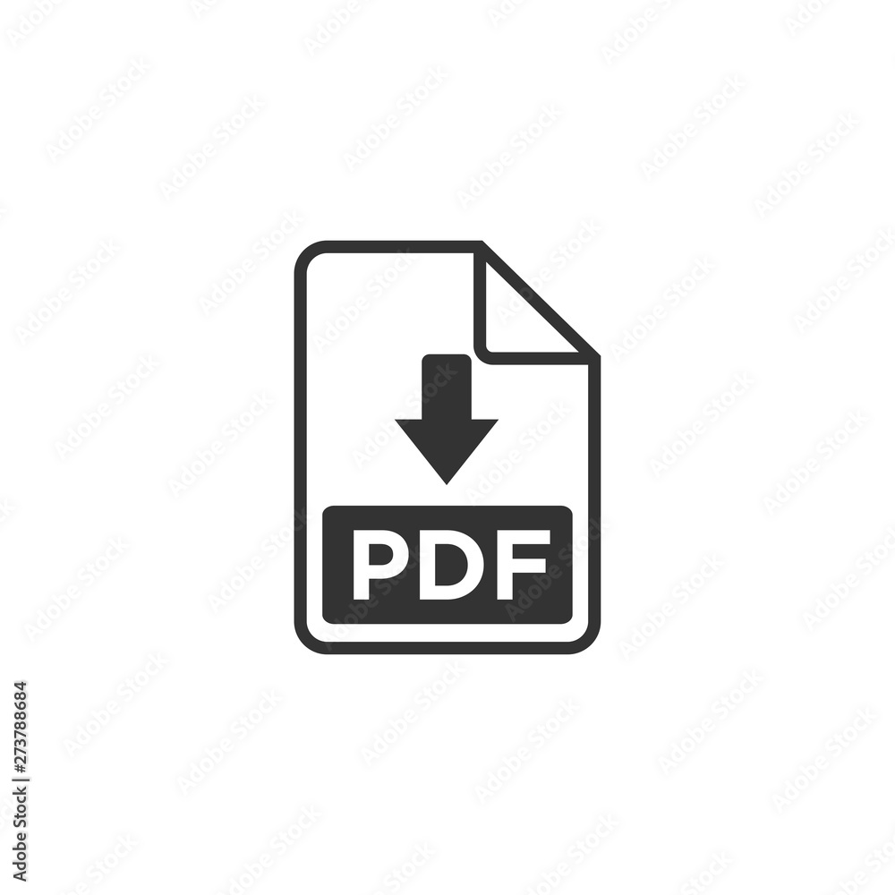 Leinwandbilder PDF icon black color editable. PDF symbol Flat vector sign isolated on white background. Simple vector illustration for graphic and web design.