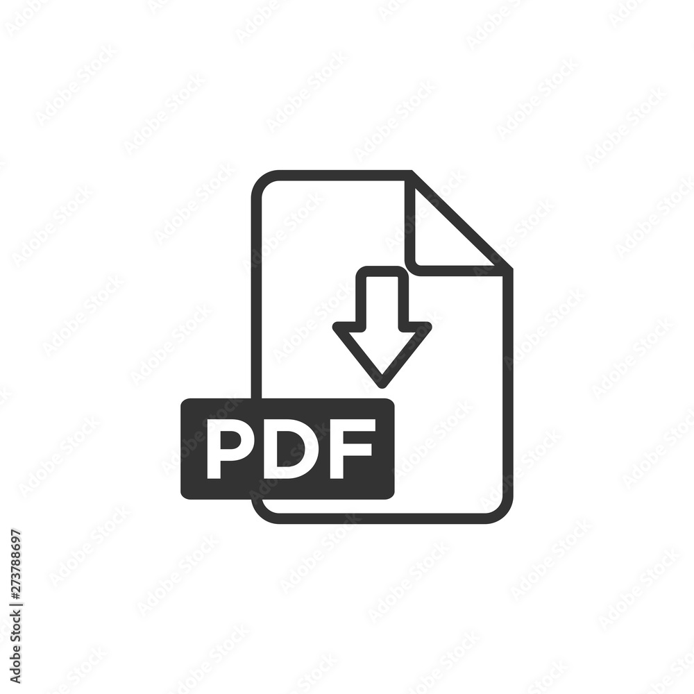 Fototapete pdf icon black color editable. pdf symbol flat vector sign isolated on white background. simple vect