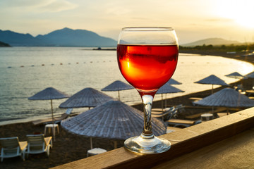 Tasty alcoholic beverage in a hotel