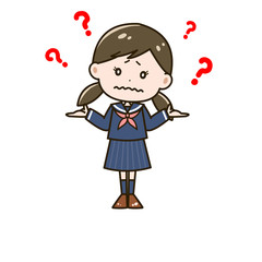 クエスチョンマークだらけの女の子　ポーズ　イラスト