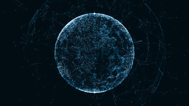Growing global network and data connections concept.