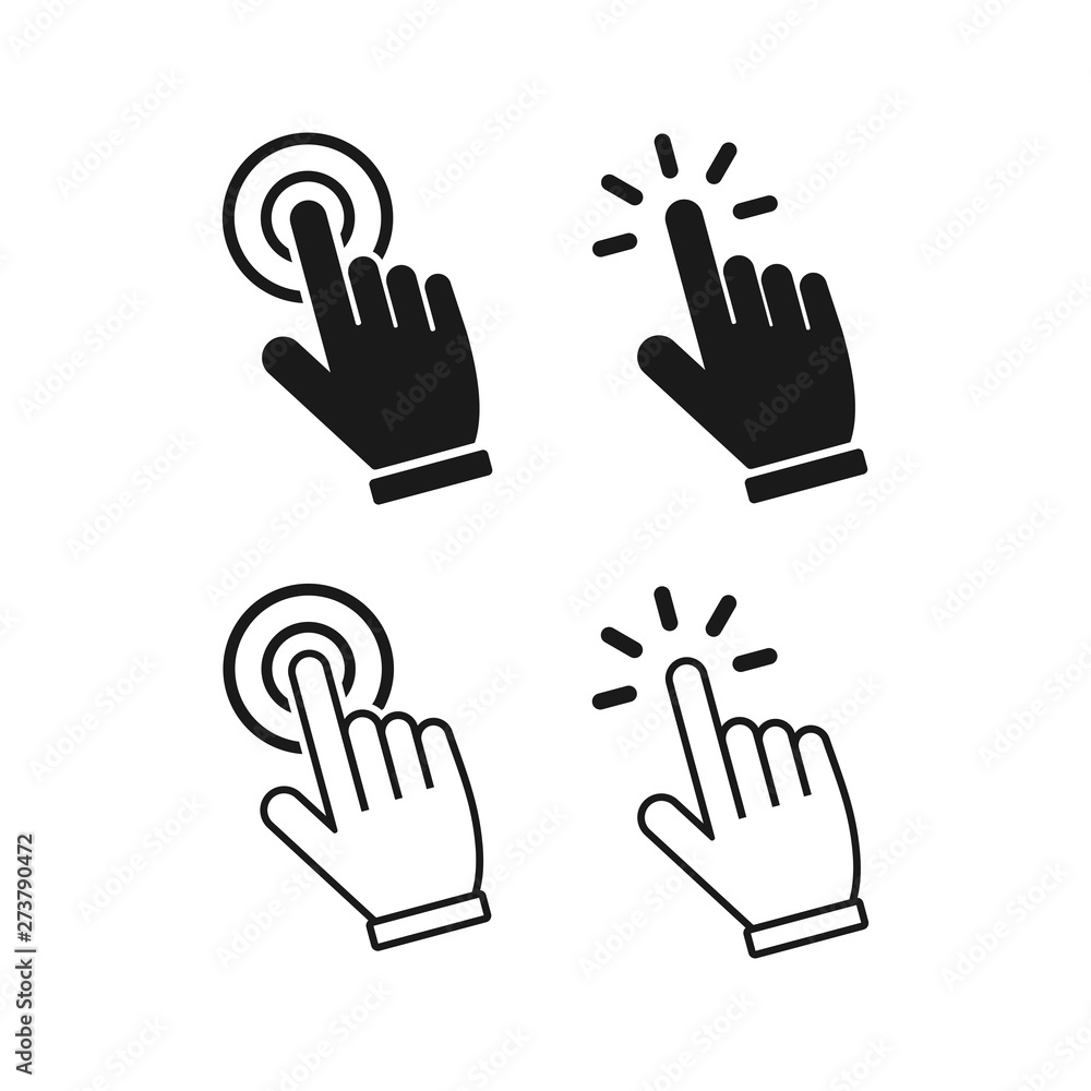 Poster hand cursor icons click set symbol vector for web
