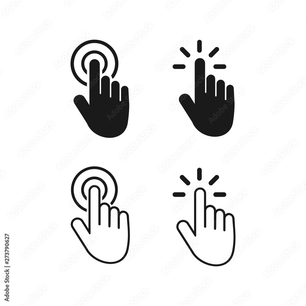 Poster hand cursor icons click set symbol vector for web