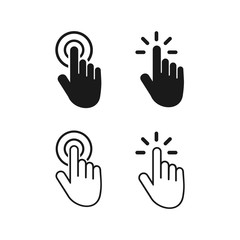 Hand Cursor icons click set symbol vector for web