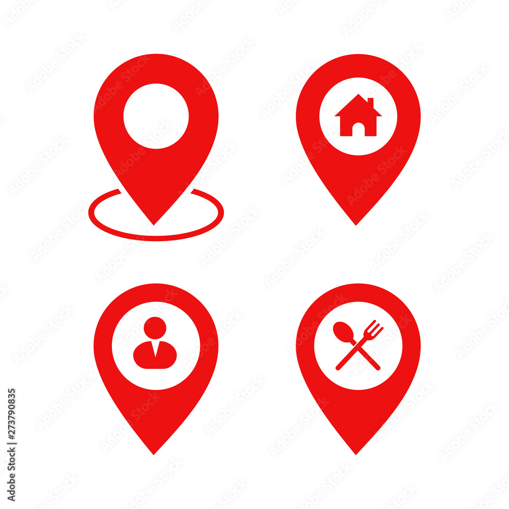Poster map pin icon set vector for web design